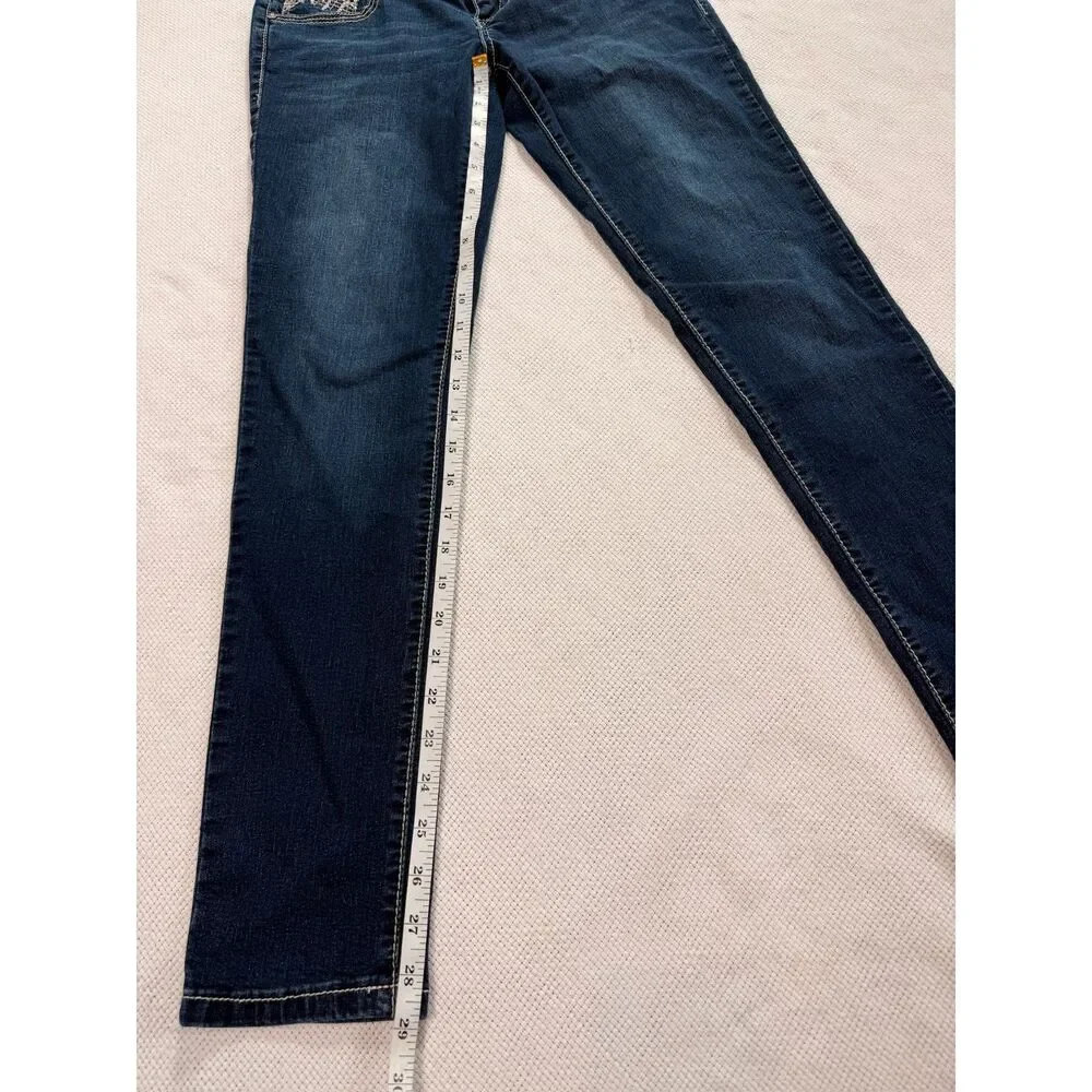 ARIYA JEANS Dark Wash Embroidered Skinny Jeans – Size 7/8 Regular - Picture 2 of 12